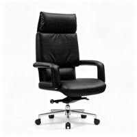 Fauteuil de Direction de Luxe en Gros, Dossier Haut, Revêtement Cuir, Accoudoirs Fixes, Base en Acier, Pivotant, Ergonomique, pour Hôtel