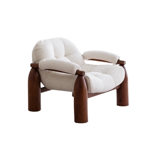 Dan Ren <span class=keywords><strong>Yi</strong></span> Mid-Century Style Tout en Bois Massif Rétro Designer Chez l'Habitant Salon Canapé Chaise Blanc Frêne Tissu Simple Sectionnel - Product Image 6