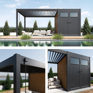 Pergola moderne automatique personnalisée en aluminium avec toit à lames, abri de rangement intégré et protection contre la pluie pour patio - Combo-5 - Product Image 5