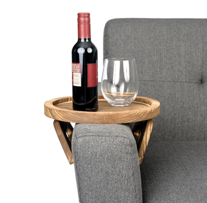 Non-Slip Spring-Loaded Paulownia Wood Couch <strong>Arm</strong> Table Tray Rustic Brown Sofa Armrest Tray Table for Most Couch <strong>Arms</strong> Holds Drinks - Product Image 1