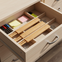 Diviseurs de tiroirs en bambou réglables en gros, organisateurs extensibles pour la cuisine, séparateurs de salle de bain pour une organisation efficace