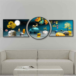 Art mural pour salon, peinture murale de luxe légère, <span class=keywords><strong>triptyque</strong></span> en porcelaine de cristal, peinture abstraite suspendue - Product Image 6
