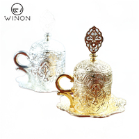 6 tasses de luxe en céramique turque, style arabe, dorée, pour boissons, verres, café, en céramique turque, livraison gratuite