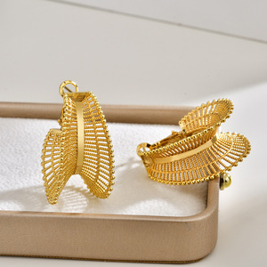 Geometric Hoop <b>Earrings</b> 22k Gold Plated Luxury Women's Party Jewelry - Product Image 3