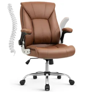Rahat bilgisayar masası sandalye döner görev yönetici ofis koltuğu, Flip up Arms ile ergonomik sandalye bel desteği ve tekerlekler