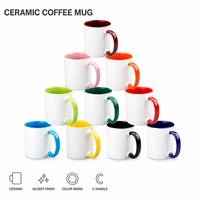 Mug à café en céramique Senny 401 500ml, tasse blanche brillante avec paroi intérieure colorée, poignée, 10 couleurs, vente en gros, usine