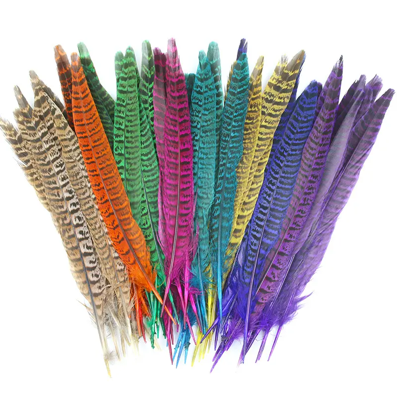 Ancho 20-25 cm colorido pollo salvaje femenino pluma de cola de faisán para el escenario vestido artesanal accesorios para el cabello 8-12 pulgadas