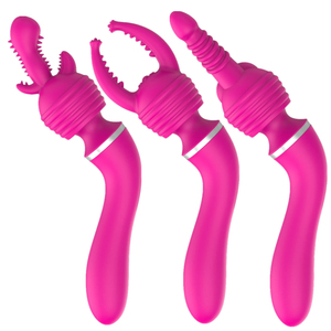 Vibrador AV Stick con 3 cabezales para mujer, masajeador de punto G, dildo de doble motor, vibrador de silicona, potente varita, rojo. - Product Image 2