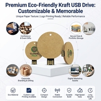 Nouvelle arrivée, clé USB écologique en paille de blé, clé USB ronde en forme de carte, clé USB 2.0, clé USB en papier, disque mémoire recyclable