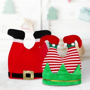 Decoraciones Navideñas Creativas y Divertidas, Gorros Rojos con Forma de Pierna de Pantalón, Gorros Navideños para Niños y Adultos, Gorros de Payaso y Duende - Product Image 1