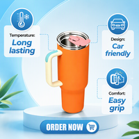 Mug de voyage isotherme en acier inoxydable de 40 oz avec couvercle à clapet, couleurs personnalisées, grande capacité, durable, facile à nettoyer, coloré, pour l'extérieur