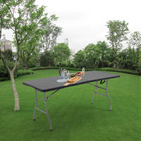 Table de bar pliante portable en HDPE noir de 6 pieds pour événements hôteliers, mobilier commercial léger