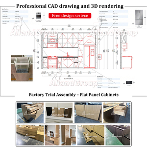 Gabinetes de Cocina Modulares Alemanes de Madera Maciza de Nogal con Diseño Integral de Alland, con Encimera de Resina para Uso con Refrigerador, Microondas y Comedor - Product Image 6