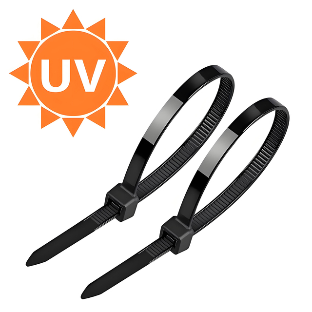 XG Brand 8x370mm UV Resistant Black Self-Locking Nylon 66 Cable Tie CE Certified -40 to +85 Fire Rating 94V-2 Outdoor Use
