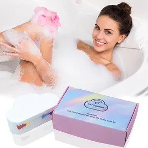 대량 OEM 목욕 바다 소금 거품 철저한 Vegan 주의자 목욕 폭탄 구름 무지개 온천장 샤워 여자와 남자를 위한 포장 상자로 발포성 자연적인 목욕