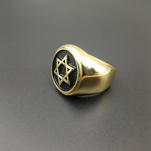 Anillo de Acero Inoxidable Dorado Vintage con Seis Estrellas de <span class=keywords><strong>David</strong></span> para Hombre, Venta al Por Mayor a Precio Económico - Product Image 3