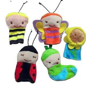 热卖工厂低价促销定制蜜蜂蝴蝶毛毛虫向日葵婴儿儿童教育娃娃手指木偶批发