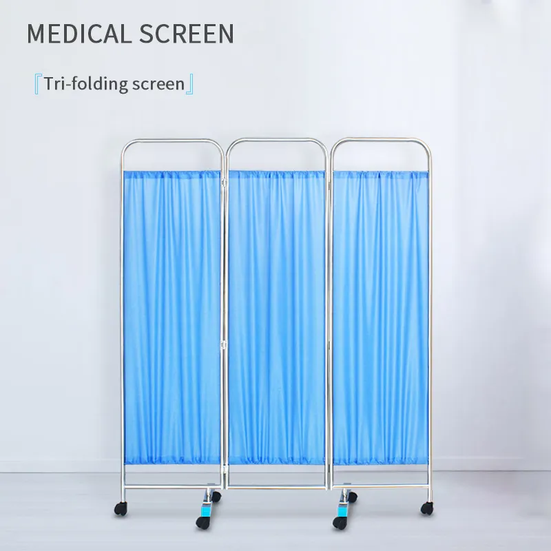 Portable Stainless Steel Frame 4 Folding Partition medical Ward Screen for Hospital