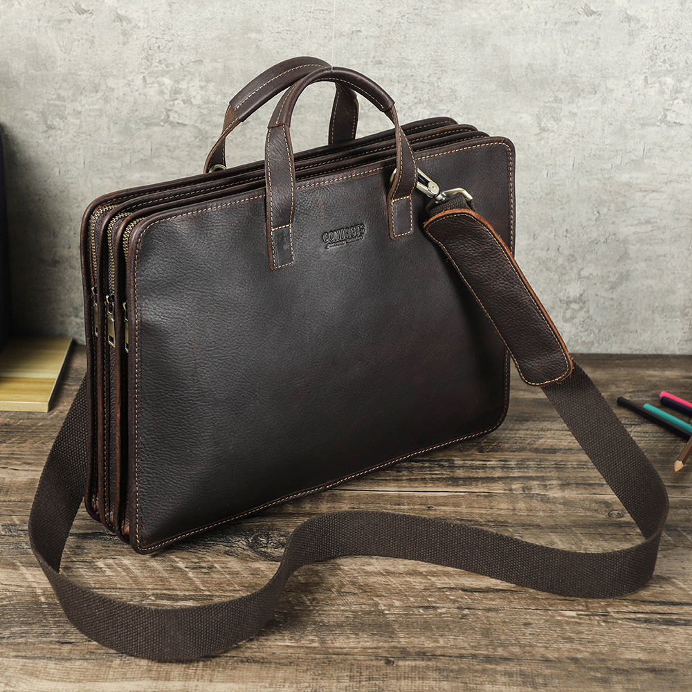 Men’s 16-Inch Genuine Leather Laptop Messenger
