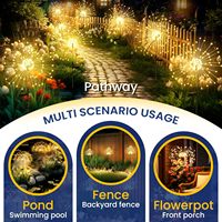 Décor de jardin, lumières extérieures 120 LED, lot de 2, lampes solaires de jardin, lumières féériques d'extérieur, décoratives en forme de feu d'artifice