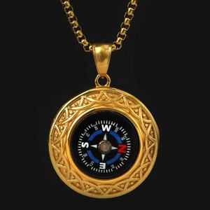 Collar con Colgante de Brújula para Hombre, Joyería de Acero Inoxidable, Color Dorado, Nuevo Diseño Vintage de Moda, Accesorios - Product Image 1