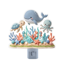 Lampe de nuit LED en acrylique OEM d'usine, animaux marins, à brancher, contrôle tactile, lumière douce et chaude, lampe murale décorative pour chambre d'enfant, dessin animé