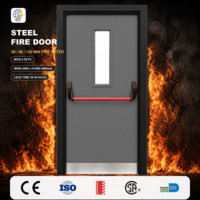 Porte coupe-feu simple en acier KaiYu, couleur anthracite, avec panneau de vision, barre anti-panique rouge, résistance au feu 60/90/120 min pour sortie de secours