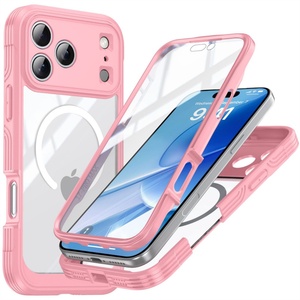 Nouvelle coque de protection intégrale 360° couleur orange pour iPhone 17 Pro Max, étui robuste antichoc avec film de protection d'écran en verre 9H - Product Image 2