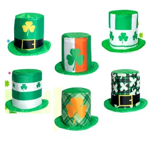 Amason Karnaval Pesta Hari St Patricks Payet Topi Top Hijau Shamrock Hari St Patrick Lucu Clover Revel Pesta Top Hat Untuk Dewasa