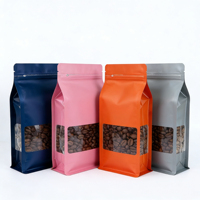 En stock Sachet en aluminium à fond plat octogonal avec fenêtre et trou de suspension, qualité alimentaire, pour noix, fruits secs et chewing-gum