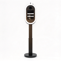 Photo Booth Oval iPad DSLR Ultra Tipis, Casing Logam Putih Hitam, Multi Koneksi