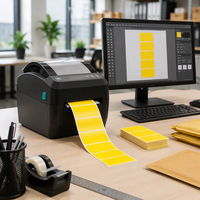 Rouleau d'étiquettes autocollantes rectangulaires jaunes personnalisées, thermiques directes, imperméables, à forte adhérence pour l'emballage alimentaire