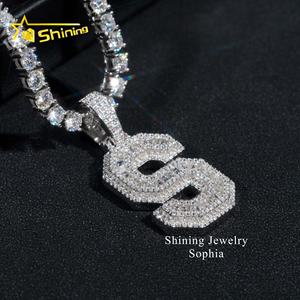 Kalung Perhiasan bagus pria dan wanita perhiasan emas 14k berlapis es hip hop lulus penguji berlian huruf <span class=keywords><strong>S</strong></span> vvs moissanite liontin - Product Image 4