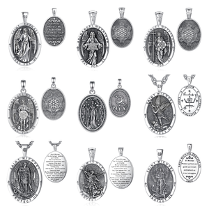 Merryshine <span class=keywords><strong>Collana</strong></span> con <span class=keywords><strong>Medaglione</strong></span> Personalizzato in Argento Sterling 925, Gioielleria Cattolica Romana, Amuleto con Pendente di San Michele - Product Image 1