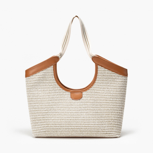 Woven <b>Straw</b> Tote <b>Bag</b> for Women Lightweight Shoulder Handbag Adjustable Strap Zipper Closure for Travel Daily Use - Product Image 1