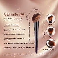 Kuas Makeup Bulu Tupai Bionik dari Pabrik Sumber R90, Kuas Bedak Tabur Bersudut Ultra-Lembut untuk Setting dan Kontur Wajah