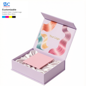 Matte Black Luxury Rigid Folding <b>Wig</b> Box Custom Logo Magnetic Hair Packaging Boxes Minimalist Cardboard Gift Box Human Hair - Product Image 2