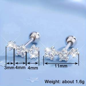Three Row Spiral <b>Cartilage</b> <b>Earrings</b> with Minimalist Line Design for Daily Wear - Product Image 4