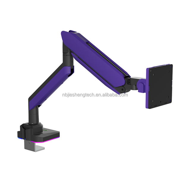 Ergonomic RGB Single Gas Spring Monitor Arm Height Adjustable VESA Mount for Ultra Wide Curved Gaming Monitors 90 Degrees New