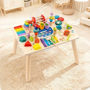 Nueva Mesa <span class=keywords><strong>de</strong></span> Actividades Multifuncional <span class=keywords><strong>de</strong></span> Madera para el Aprendizaje Temprano <span class=keywords><strong>de</strong></span> Niños con Laberinto <span class=keywords><strong>de</strong></span> Cuentas, Clasificador <span class=keywords><strong>de</strong></span> Formas, <span class=keywords><strong>Reloj</strong></span> Despertador y Juego <span class=keywords><strong>de</strong></span> Engranajes - Product Image 3