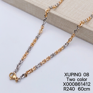 Collana da uomo XUPING all'ingrosso placcata <span class=keywords><strong>oro</strong></span> bicolore stile Hip Hop Rapper, catena a maglie - Product Image 6
