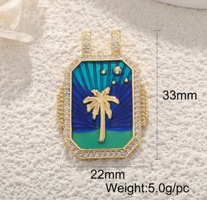 甘露复古镀金可爱珐琅锆石太阳彩虹眼睛塔罗牌油画吊坠铜饰品护身符 - Product Image 6