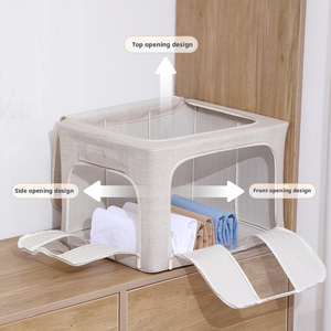 Tas Penyimpanan Lipat Multifungsi Tahan Air Anti Debu Kain Selimut Rangka Baja 100L Organizer Rumah untuk Penyimpanan Pakaian Mainan - Product Image 3