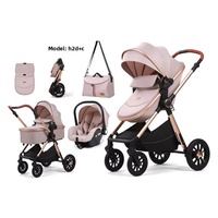 Poussette Métallique à Quatre Roues Inclinable et Réversible, Multifonctionnelle, à Vue Haute