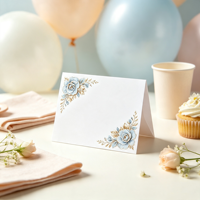 Marque-places pliables élégants à motif floral, cartes de nom vierges pour mariage, cartes de place de luxe pour décoration de table de mariage, banquet ou fête sur pelouse