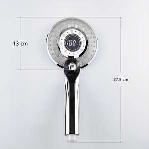 Pomme de douche à main <span class=keywords><strong>LED</strong></span> chromée 3 fonctions, réglage facile par pression, économie d'énergie, durable, jet d'eau fin pressurisé, salle de bain - Product Image 3