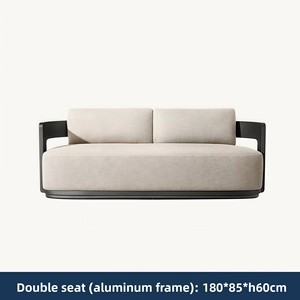 Juego de Sofás de Exterior Nórdicos de Aluminio y Teca al por Mayor, Muebles Resistentes a la Intemperie para <span class=keywords><strong>Terraza</strong></span> de Villa, Casa de Huéspedes, Solárium, Jardín y Hotel - Product Image 3