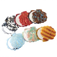 Cermin Lipat Kecil Cantik Bentuk Kerang Laut untuk Wanita dan Anak Perempuan, Cermin Rias Genggam Dinding, Cermin Kosmetik Kompak Custom dari Asetat dengan Kotak