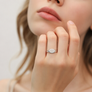 <span class=keywords><strong>Bague</strong></span> signet ovale minimaliste personnalisable en argent sterling 925, vierge, pour hommes et femmes - Product Image 4