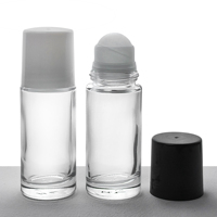 Rouleau de Offre Spéciale sur bouteille de 30ml 50ml Vente en gros OEM Boule de rouleau de sérigraphie Bouteilles en verre transparent Tête noire rose